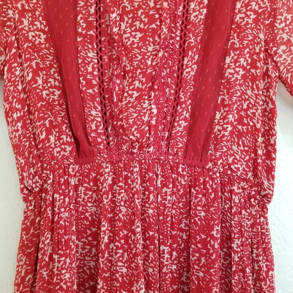 Anthropologie Floreat Red Chiffon Dress 10 - Picture 4 of 7